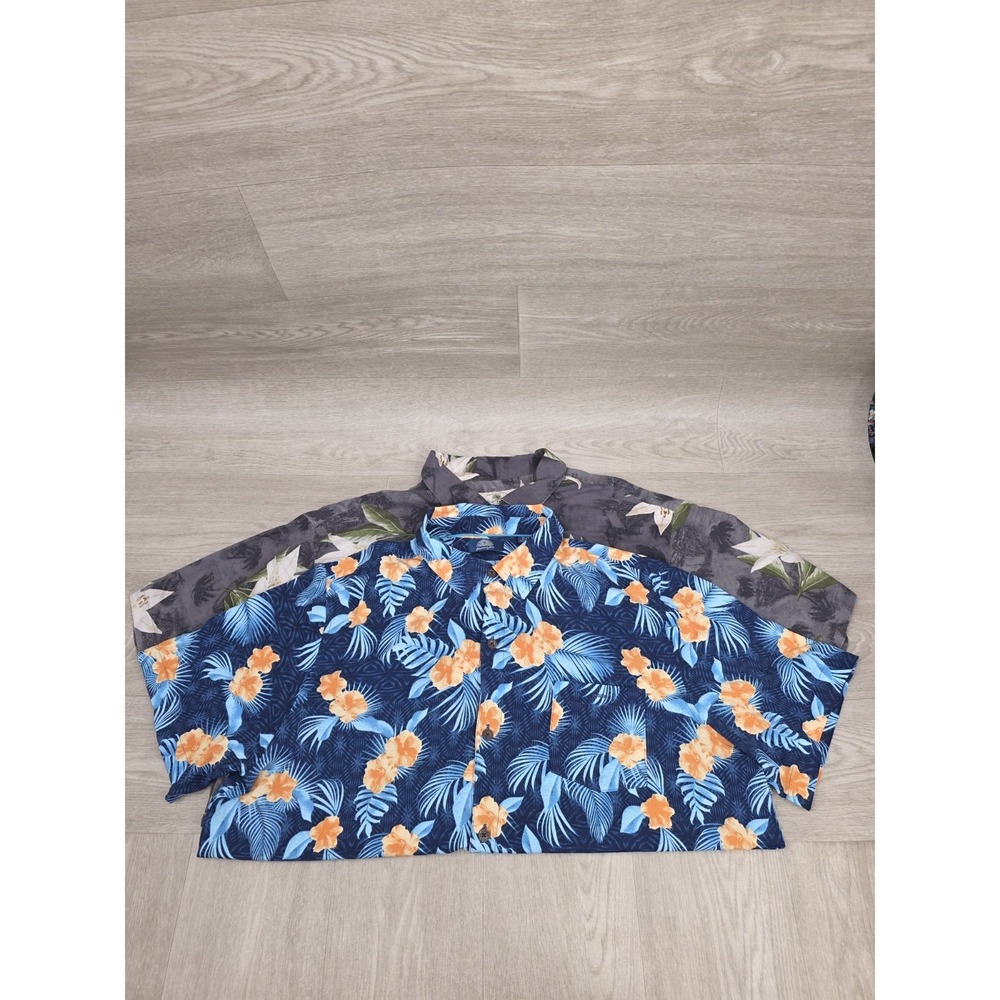 Lot 2 Men's XL Hawaiian Shirts‎ Havana JIN & Island Shores Floral Short Sleeve